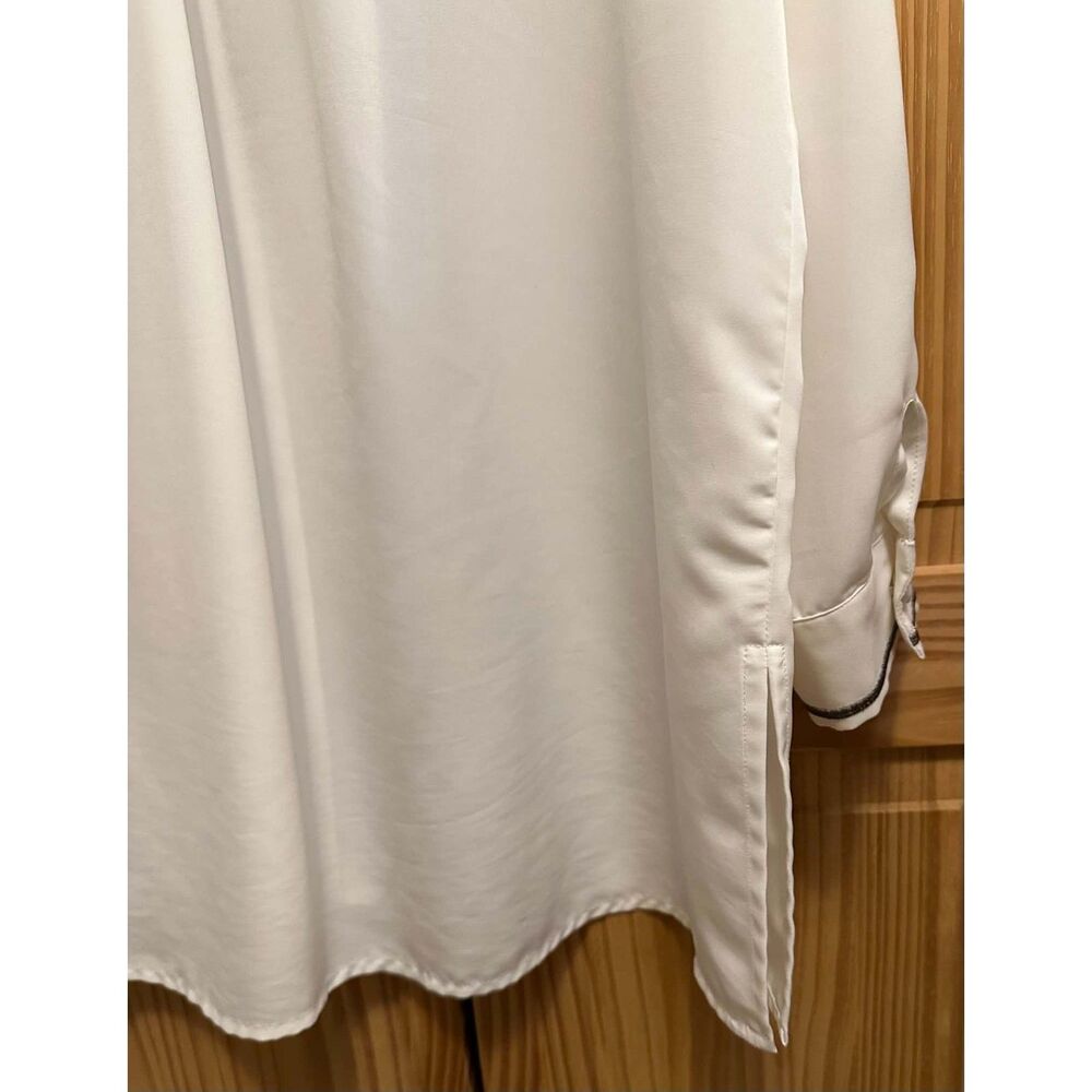 Womens Sz XLg Off White Cream Top By Jacqueline Penne Long Sleeve Button Up EUC - Picture 5 of 7